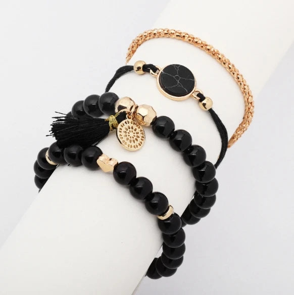 Hot Style Beaded Bracelet Fashion Turtle Map Alloy Bracelet Female Drop Oil Tassel Set Fan Flower Set 5 Pieces  Stock Wholesale