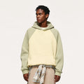 INFLATION 350G Patchwork Color Block Hoodie Men Custom OEM Raglan Sleeve Fleece Streetwear Hoodie