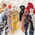 Custom Long Hair Scrunchies Scarf for Women Multiple Print Ties With Knot Floral Design Fashionable Cloth Hair Ties