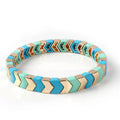 Wholesale Customized Size Fashion Simple Mutilcolors Enamel Stretch Handmade Rainbow Tile Bracelet for Men Women