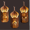 Ramadan Eid Mubarak Muslim Wooden Palace Lamp Islamic Party Decoration Desktop Ornament Light