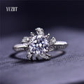 Silver 925 Original Brilliant Cut 1 Carat Sparkling Diamond Test Past D Color Moissanite Camellia Ring for Wedding Fine Jewelry