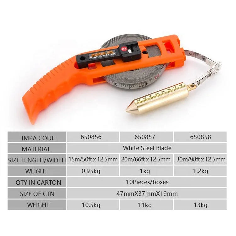30 Meter / 100 Feet Stainless Steel Oil Gauge Tape Measure Metric and Inch with Brass Weight