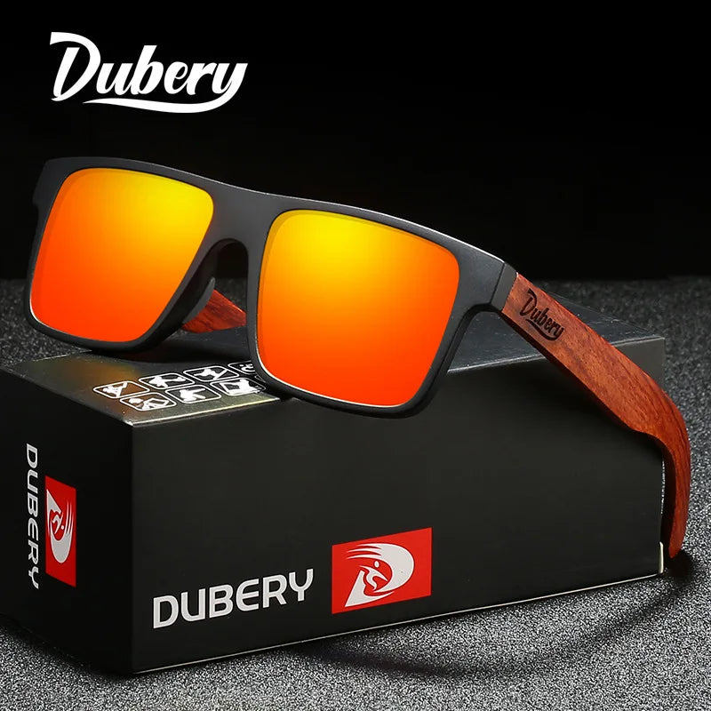 DUBERY Luxury Wooden Bamboo Polarized Sunglasses D833 Fashion square Driving Outdoor Shades Sunglasses 2023
