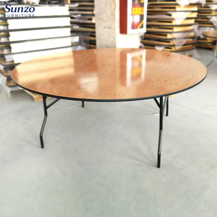 48"60"66"72" Plywood Folding Round Table Outdoor Wedding Banquet Hotel Folding Dining Table.a
