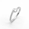 Fine Jewelry Women  Wedding Ring 925 Sterling Silver Fashion Simple clear Zircon Three Claw Asymmetrical Rings