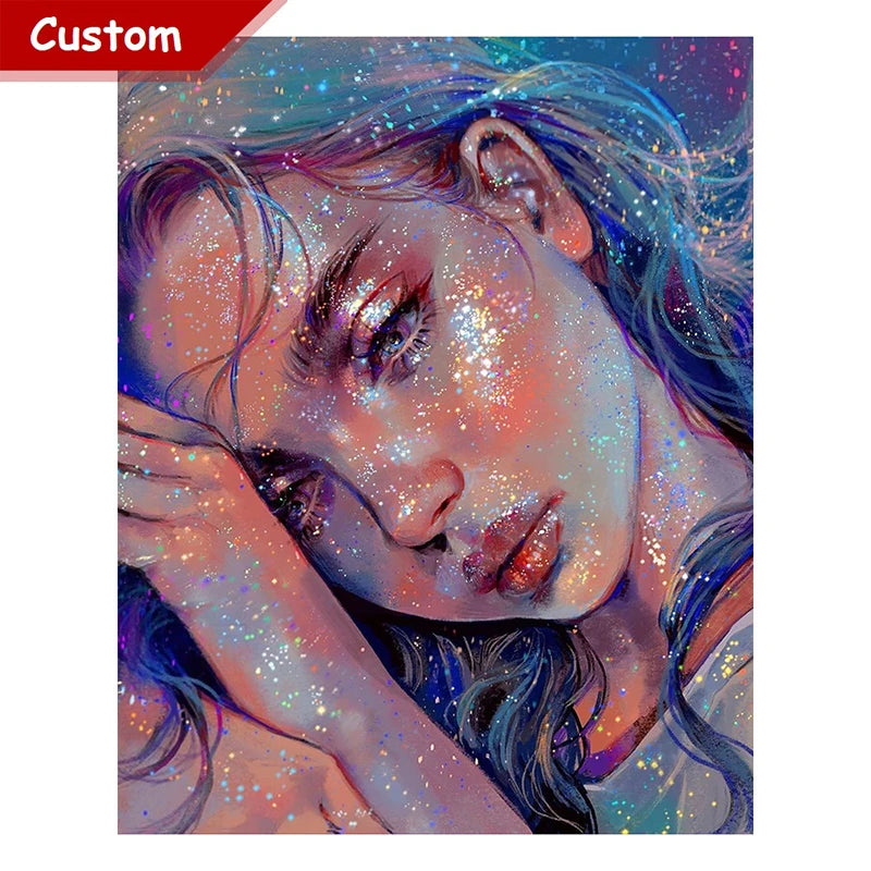 5D Handicraft Wall Art Diamond Painting Kit Full Diamond Painting Customized Size Girl's Face From PENGDAO