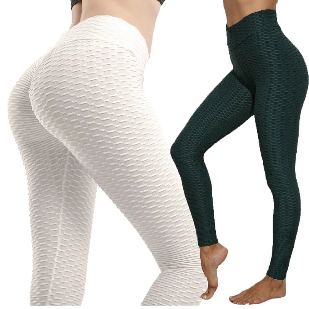 Wholesale Ladies Colorful Fitness Tight Jacquard Bubble Pants High Waist Booty Scrunch Yoga Pants Leggings 7 Sizes