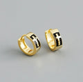 High Quality Geometric Design Fashion 18k Gold Plated S925 Sterling Silver Jewelry Enamel Cross Hoop Earrings for Women