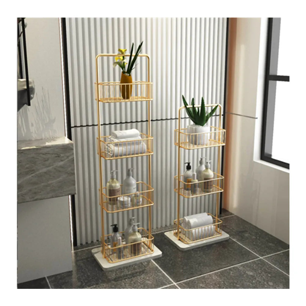 Wholes Marble Sus 304  4 Tiers Free Standing Type Bathroom Organizer Stainless Steel  Rack Shower Caddy