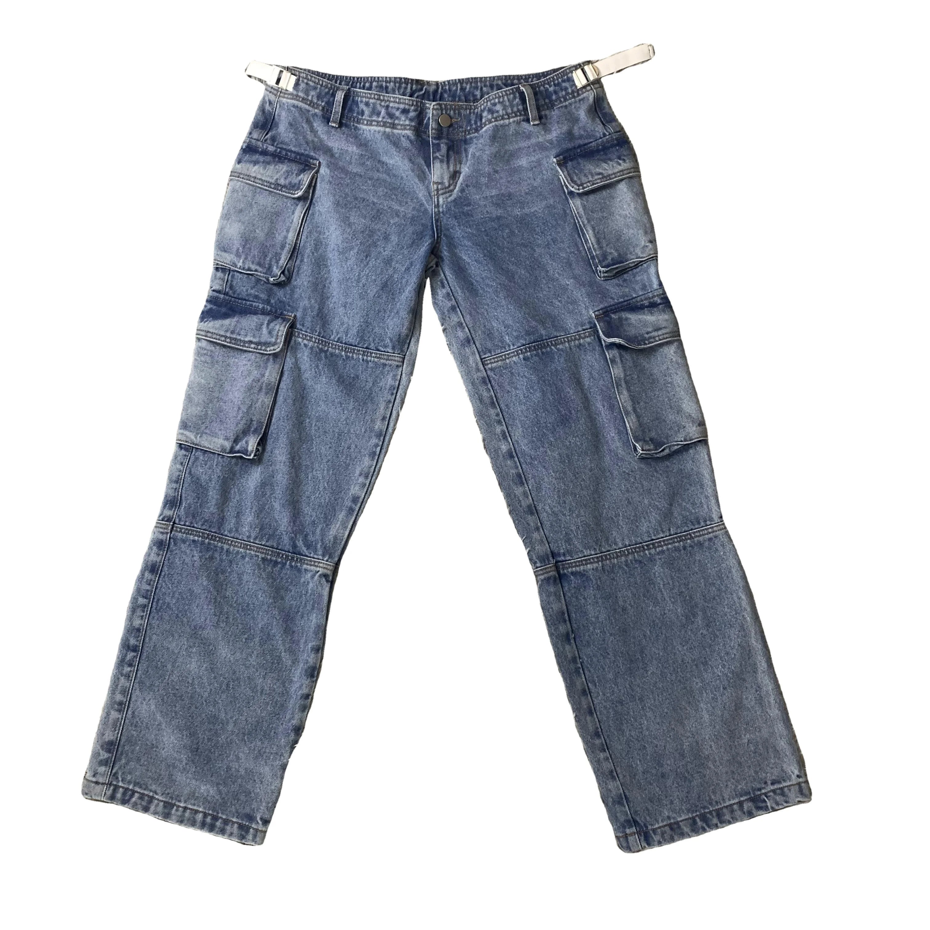 DENIMGUYS High Street Multi-Pocket Functional Casual Cargo Trousers Men's and Women Denim Cargo Jeans Denim Pants
