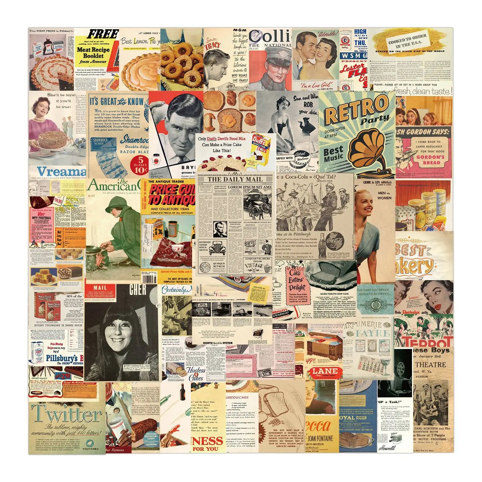 50Pcs Classic Retro Poster Graffiti Stickers for Car Laptop Window Decoration Vinyl Vintage Advertising Poster