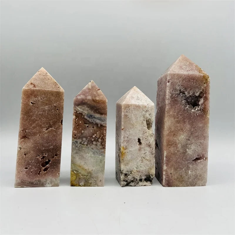 Wholesale Natural Healing Crystal Gemstone Quartz Tower Rose Pink Amethyst Druzy Point for Decoration