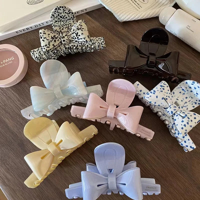 New Arrival Fashion Women Acetate Hair Claw Clips Sweet Bow Large Hair Clips Girls Shark Clips for Winter Hair Accessories