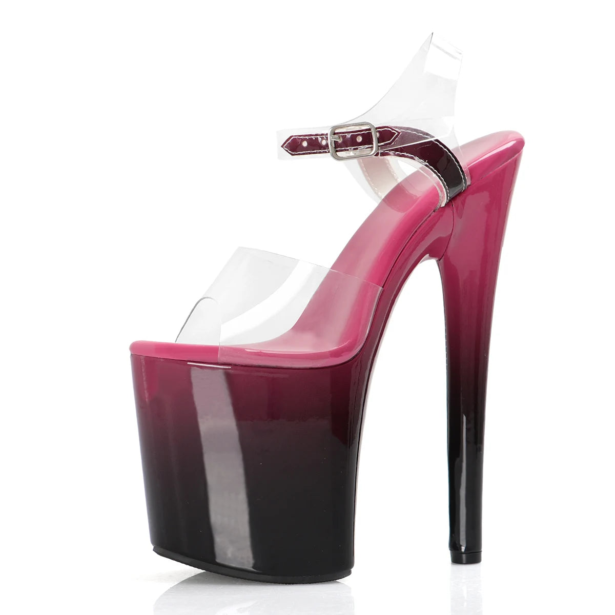 Pole Dance Shoes 8Inch Rose Red Gradual Change Color Platform Sandals 20cm Women Gothic Cross Dressing Nightclub Peep Toe Strip