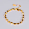 Minimalist Stainless Steel 18K Gold Plated 4*6mm Coffee Bean Chain Bracelet for Valentine's Day Gift