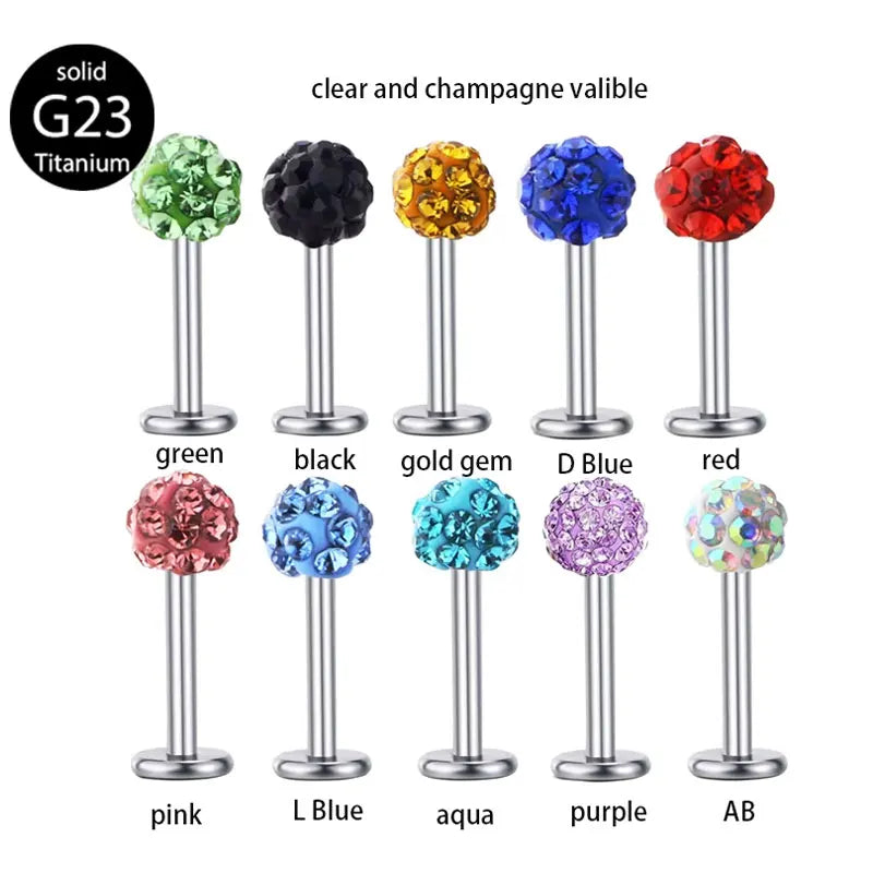 G23 Titanium Labret Lip Ring Tragus Cartilage Earring 16G Helix Ring Ear Stud Bar Rings Ear Piercing Body Jewelry