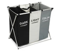 2-3 Section Foldable Laundry Cloth Hamper Sorter Basket Bin Washing Storage Dirty Clothes Bag with Aluminum Frame Bathroom Use
