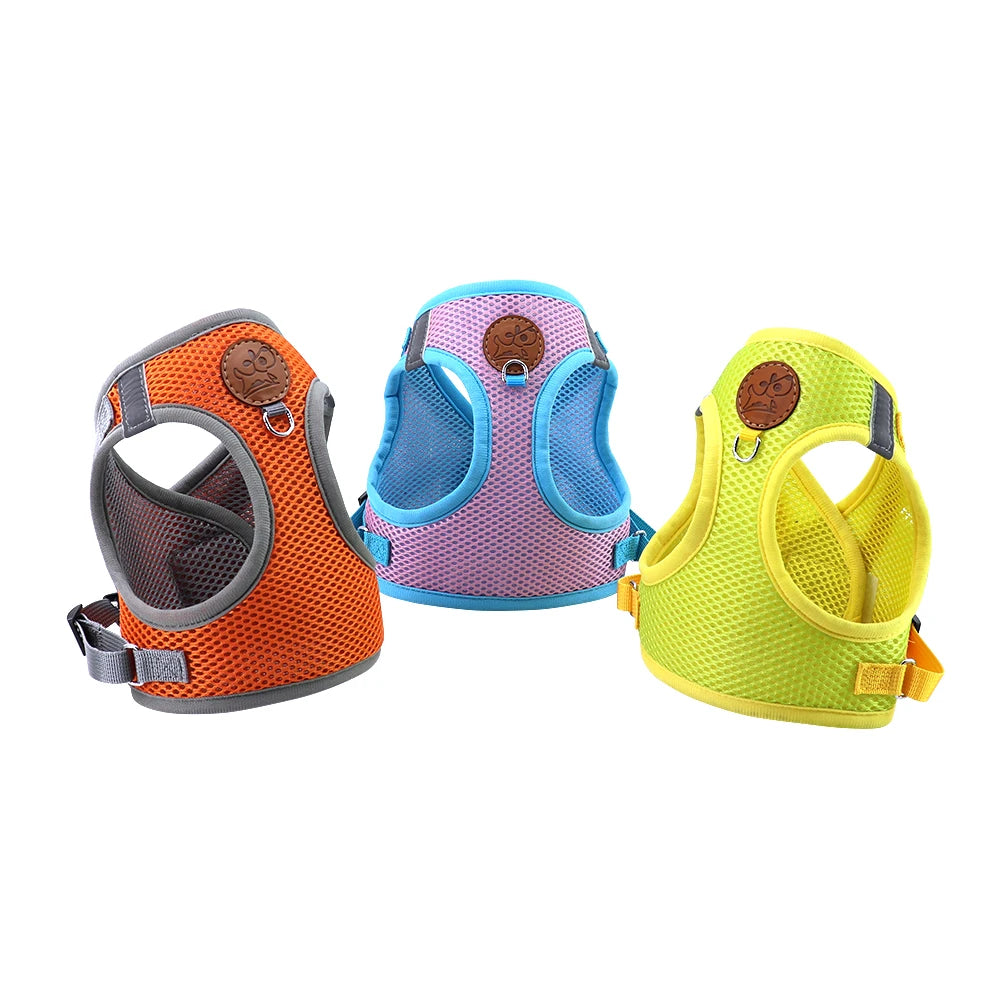 Wholesale Mesh Custom Printed Animal Pattern Small Pet Dog and Cat Nylon Chest Back and Leash