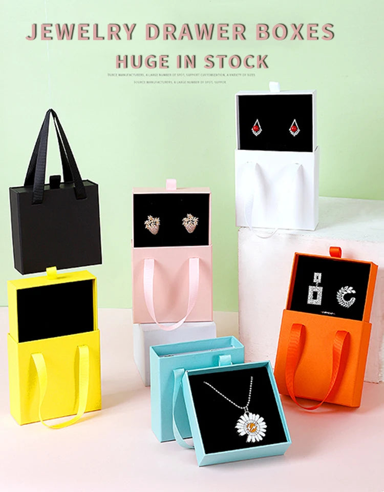 Portable Drawer Jewelry Earrings Jewelry Packaging Jewelry Box Rings Earrings Paper Box Necklace Bracelet Gift Boxes