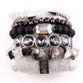 Women Bohemian Custom Jewelry Chip Stone Crystal Natural Stone Bracelet Open CZ Cuff Nail Words Bangle Hope Stack Bracelets Sets