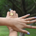 Luxury Minimalist Retro Cosmic Style Jewelry Zircon Rotatable Star Anxiety Ring for Casual Wear