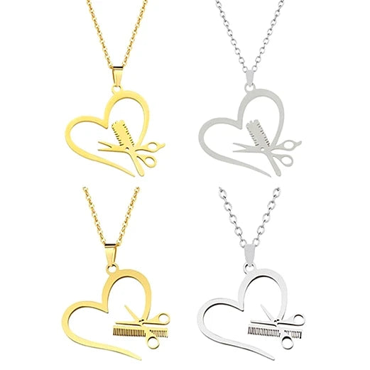 Personality Adjustable Necklace Jewelry Stainless Steel Necklace Statement Scissors Combs Heart Necklace for Women