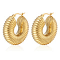 High End Minimalist Women Earring Jewelry Solid 18K Gold Plated Stainless Steel Hypoallergenic Huggie Thick Hoop Earrings