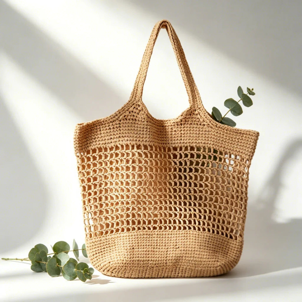 Women's New Large Capacity Straw Bag Hollow Handwoven Beach Tote Bag Versatile Vacation Handbag