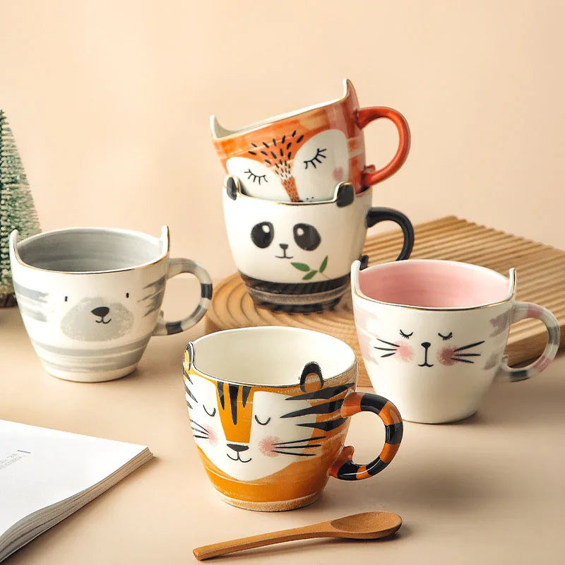 New Item Ceramic Hand Painted Lovely Animal Coffee Mug Porcelain Milk Mug