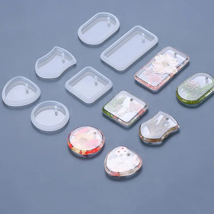 Early Riser Geometry 1pcs Mold Resin Silicone Mould Handmade Diy Jewelry Pendant Making Epoxy Resin Molds Square Round Oval Rect