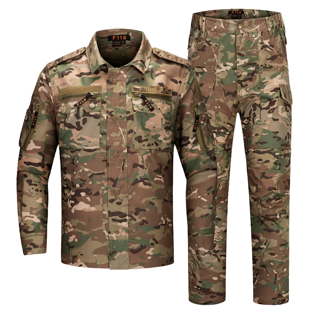 Manufactory OEM Service Camouflage Digital Navy Blue Polyester Breathable Flame-Retardant Outdoor Tactical Suit Autumn Summer