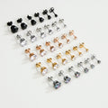 Stud Earrings Set  316L Earrings Stainless Steel CZ Earrings 3-8mm for Women for Men