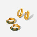 New Arrival 18K Gold Plated Mini Zircon Round Hoop Earrings Stainless Steel Zircon Huggie Earring