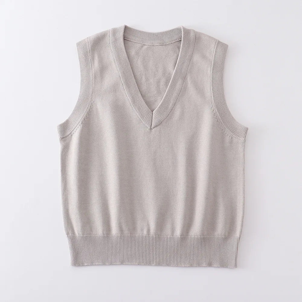 Women Uniform Sweater Vest Sleeveless Student Knit Vest Sweater