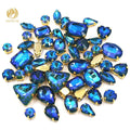 New Arrival Green AB Mocha 3D Sewn Rhinestones Loose Glass Rhinestones for DIY Mixed Shape with High Visibility