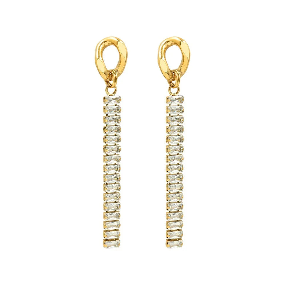 18K Gold Plated Stainless Steel Fashion Cheap Jewelry Niche Design Zircon Earrings