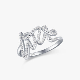 Ailmay Fashion 925 Sterling Silver Clear Zircon Romantic LOVE Finger Ring for Women Wedding Statement Fine Silver Jewelry