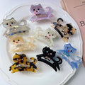New Design 6cm Cute Cartoon Animal Shark Hair Clamp Hollow Rhinestone Elegant Acetate Hair Clip Cat Hair Claws