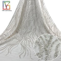 New Luxury French Embroidery Heavy Beads With Sequins Lace White Bridal Tulle Wedding Dress Beaded Fabric