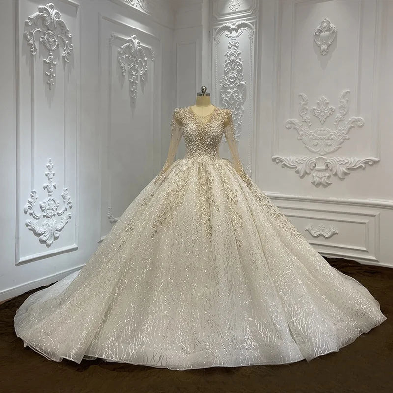 Jancember LSCJ04 Bling Empire Sequins Beaded Ball Gown Wedding Party Dresses