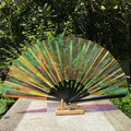 Wholesale 13 Inch Large Bamboo Folding Hand Fan Custom Printed LOGO and Holographic Rave Design for Music and Advertising