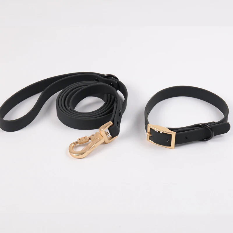 Pet Supplies Black Waterproof Dog Leash Custom LOGO Durable Pvc Rubber Collar Leash for Small Medium Dogs