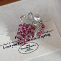 Graceful 925 Silver Jewelry Rhodium Plated Natural Pyrope Bow Brooch for Women's Wedding and Party Anniversary Gift Idea