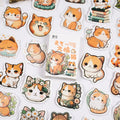 30 Pieces/box of Self-adhesive Box Stickers Energetic Orange Cat Cat Themed Tent Decoration Materials