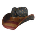 Men Paper Straw Cowboy Hat USA American Flag Painting Shapable Brim Sombreros Texas Western Cowboy Straw Hat