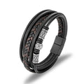 Fashion Man Leather Jewelry Viking Stainless Steel Men Bracelet Braided Genuine Leather Bracelet for Man