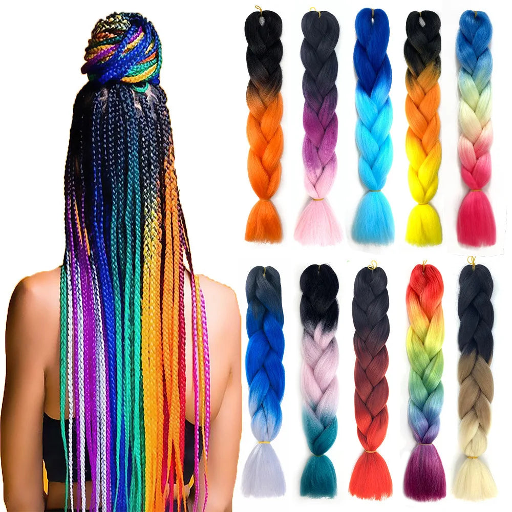 Fujia Wholesale Price Many Colors 24inch Synthetic Extention Jumbo Hair Braid Synthetic Braiding Hair