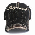 Washed Cotton Hats Unisex Vintage Applique Distressed Baseball Hat