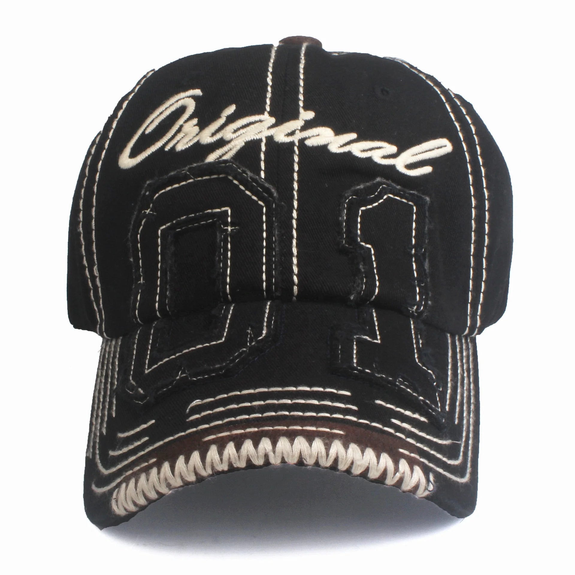 Washed Cotton Hats Unisex Vintage Applique Distressed Baseball Hat